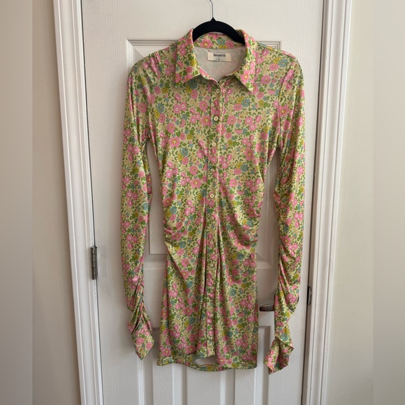 HOUSE OF CB Martinique Vintage Floral Mini Shirt Dress Size Small - Picture 2 of 6